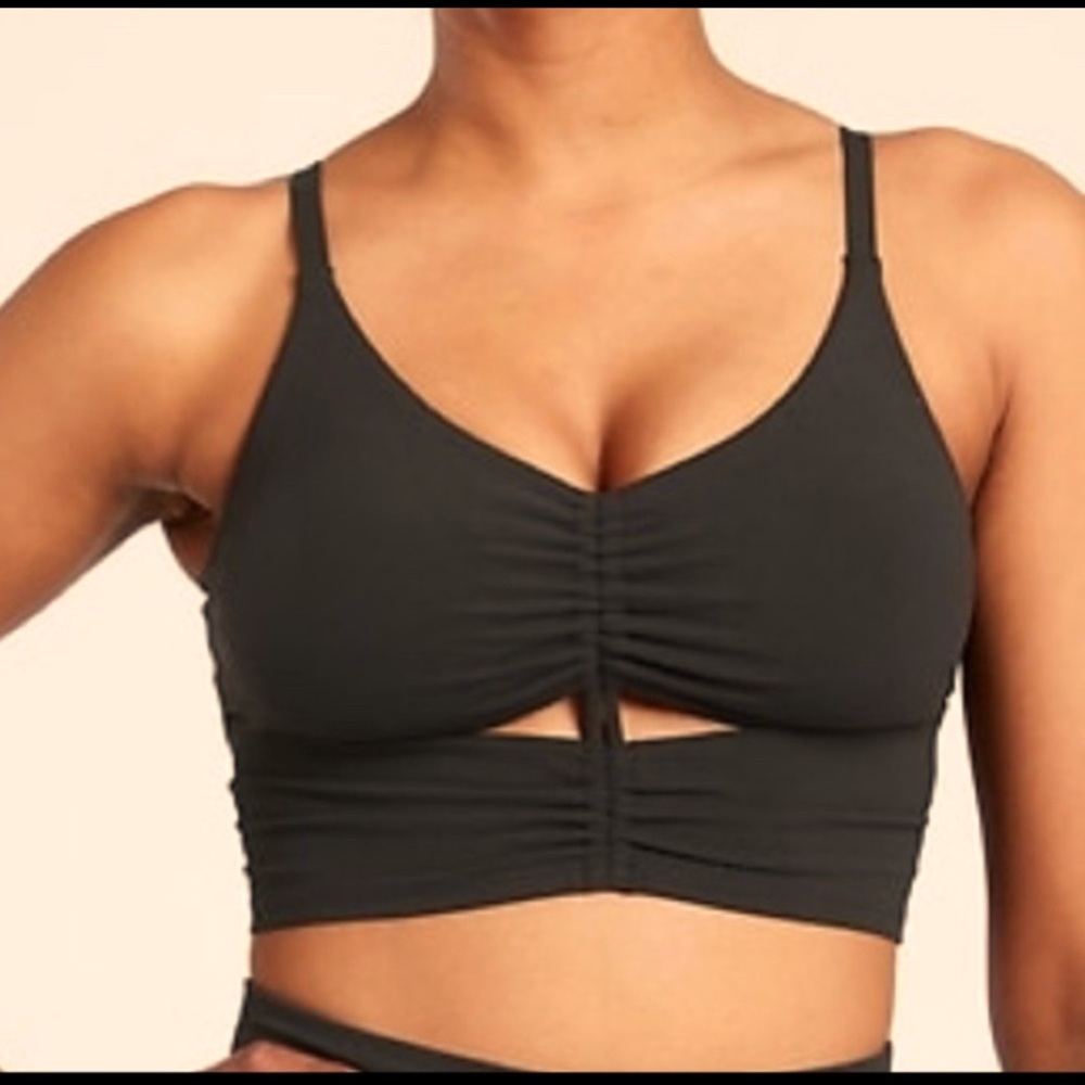 Athleta Cinch Longline Bra D-DD Black Small